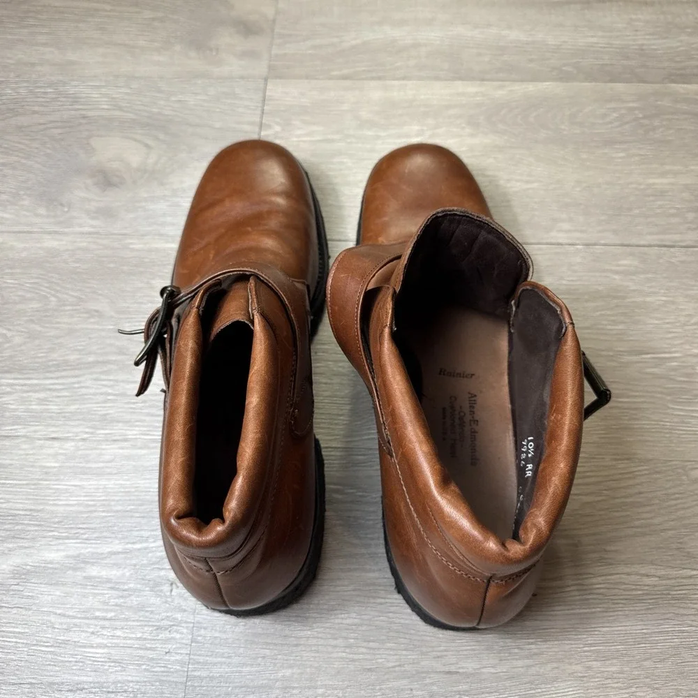 ALLEN EDMONDS RAINIER Boots Men 10 AA Monk Strap Leather Adjustable Mahogany